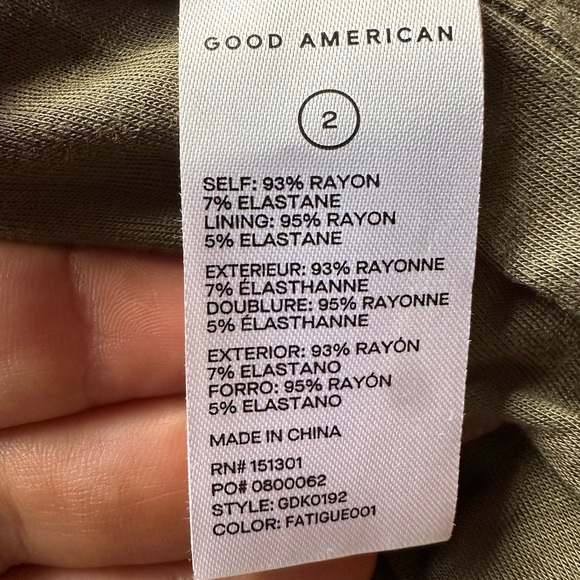 Good American Good Tee Mini Dress in Olive - Size 2 - Picture 7 of 8